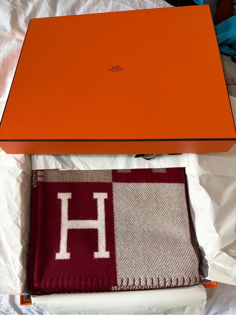 HERMES Brand new tags on never out of the box Hermès Avalon II Blanket